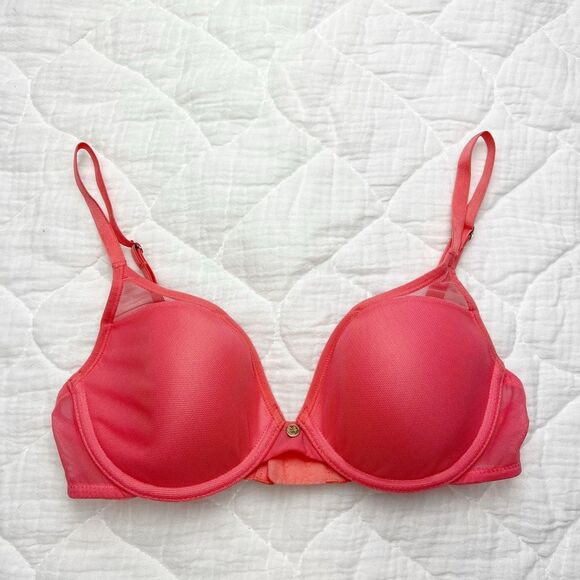 Natori Women's T-Shirt Bra 32C Coral Contour Underwire Mesh Accents - Picture 2 of 7